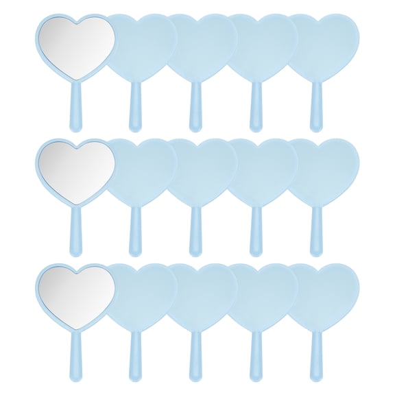 Uxcell 15 Pcs Handheld Mirrors, Heart Shaped Hand Mirrors with Handle Mini Single-Sided Portable Travel Makeup Mirror for Women Girls Cosmetic Lash Home Travel, Blue