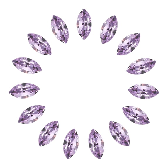 Uxcell 15 Pcs Horse Eye Shape Rhinestones, 10 x 5 mm Marquise Point Back Rhinestone Beads Glass Crystal Faceted Gems for Jewelry Making DIY Crafts Costume Crystal, Purple