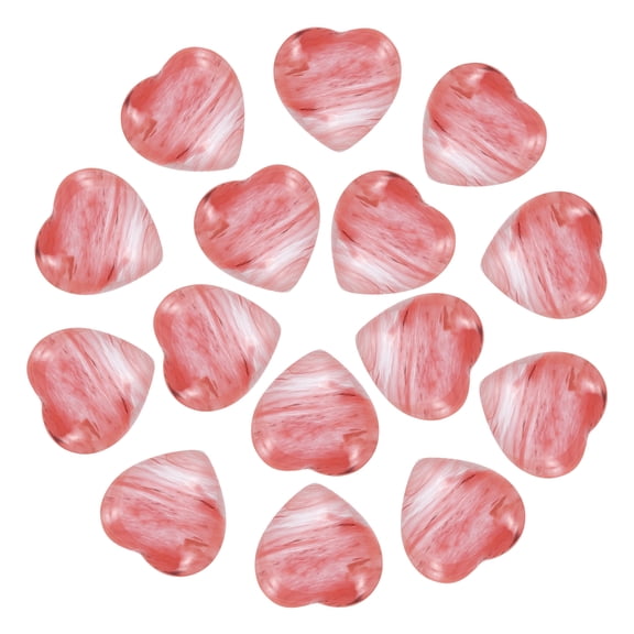 Uxcell 15 Pcs Natural Heart Shaped Crystal Stone, 0.6 Inch Mini Polished Love Gemstone Crystal, Pocket Rock Engraved Worry Stones for Women Gifts Meditation, Watermelon Red