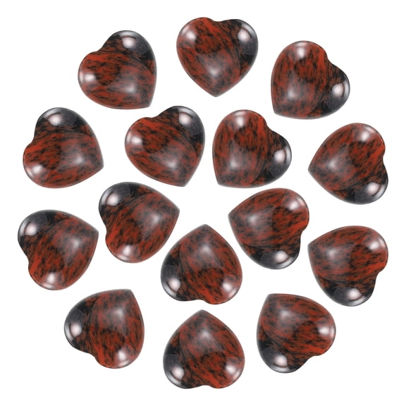 Uxcell 15 Pcs Natural Heart Shaped Crystal Stone, 0.6 Inch Mini Polished Love Gemstone Crystal, Pocket Rock Engraved Worry Stones for Women Gifts Meditation, Brown
