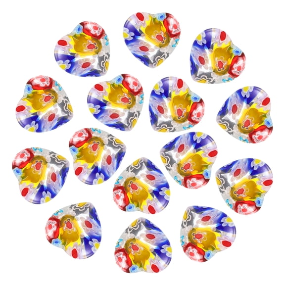 Uxcell 15 Pcs Natural Heart Shaped Crystal Stone, 0.6 Inch Mini Polished Love Gemstone Crystal, Pocket Rock Engraved Worry Stones for Women Gifts Meditation, Rainbow Flower