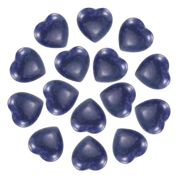 Uxcell 15 Pcs Natural Heart Shaped Crystal Stone, 0.6 Inch Mini Polished Love Gemstone Crystal, Pocket Rock Engraved Worry Stones for Women Gifts Meditation, Indigo Blue