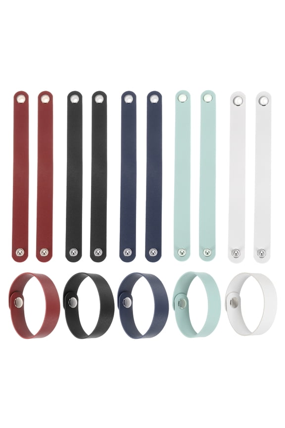 15 Pcs Plain Leather Bracelets Leather Snap Bracelets Adjustable Blank Wrist Cuffs DIY Craft Wristbands Single Snap for Men Women Jewelry Making (Mixed Colors, 9.1"x0.8")