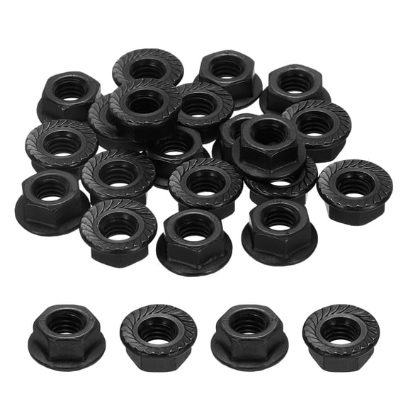 Uxcell 15 Pcs Serrated Flange Hex Nuts - [M10-1.5-Coarse] Carbon Steel Black Oxide Flange Nuts Hexagon for Machinery Industrial Home Lawn