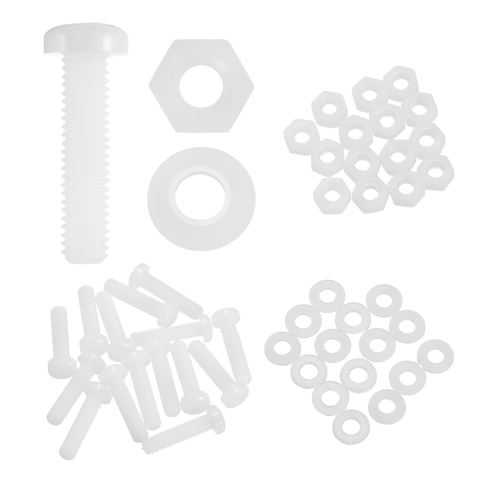 Plastic Thread Fasteners Uxcell 15 Set M6x25mm Nylon Plastic Cross Round Head Screw Phillips ...