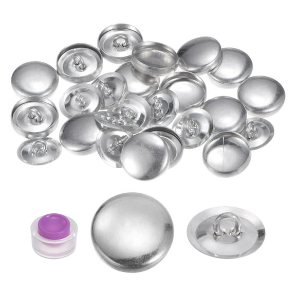 Uxcell 15 Sets Self Cover Button Kit 15mm Aluminum Button with Tools for DIY
