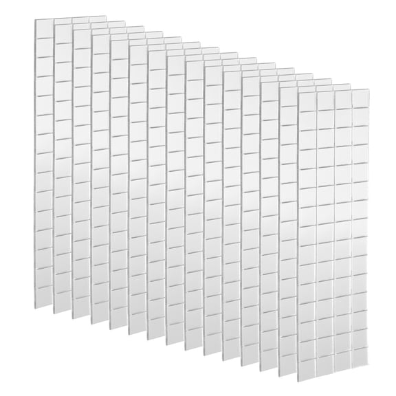 Uxcell 15 Sheet 1800 Pcs 10x10mm Self Adhesive Mirror Mosaic Tiles Sticker, Silver