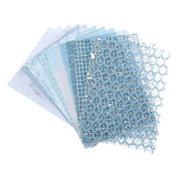 Uxcell 15 Sheets Scrapbook Textured Paper, Blue Handmade Craft Paper and Mesh Fabric for Scrapbook Planner Book Card Junk Journal Supplies Card DIY Project, 5.1x7.1 Inch