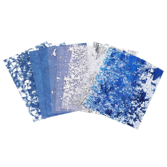 Uxcell 15 Sheets Scrapbook Textured Paper, Blue Scrapbooking Paper with Gold Foil Mesh Fabric, for Scrapbook Planner Book Card Junk Journal Supplies Card DIY Project, 3.9x5.5 Inch