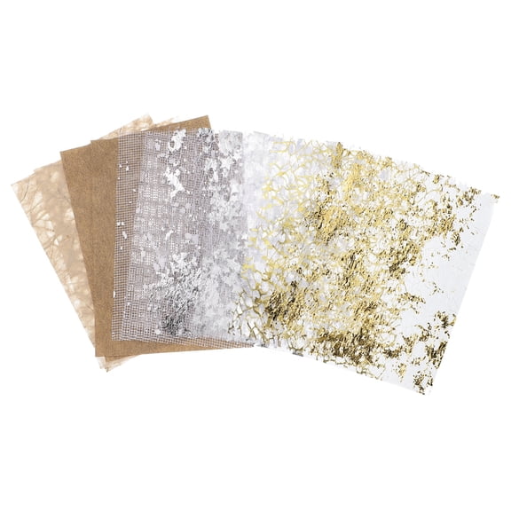 Uxcell 15 Sheets Scrapbook Textured Paper, Orange Scrapbooking Paper with Gold Foil Mesh Fabric, for Scrapbook Planner Book Card Junk Journal Supplies Card DIY Project, 3.9x5.5 Inch