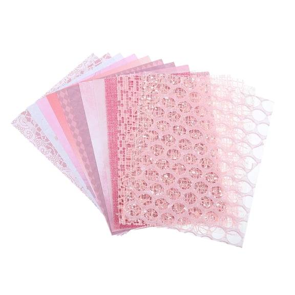 Uxcell 15 Sheets Scrapbook Textured Paper, Pink Handmade Craft Paper and Mesh Fabric for Scrapbook Planner Book Card Junk Journal Supplies Card DIY Project, 5.1x7.1 Inch