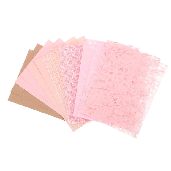 Uxcell 15 Sheets Scrapbook Textured Paper, Plum Red Handmade Craft Paper and Mesh Fabric for Scrapbook Planner Book Card Junk Journal Supplies Card DIY Project, 3.9x5.5 Inch