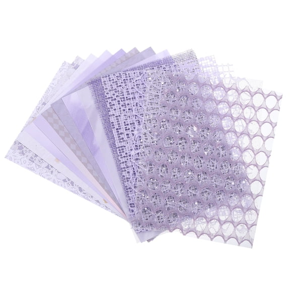 Uxcell 15 Sheets Scrapbook Textured Paper, Purple Handmade Craft Paper and Mesh Fabric for Scrapbook Planner Book Card Junk Journal Supplies Card DIY Project, 5.1x7.1 Inch