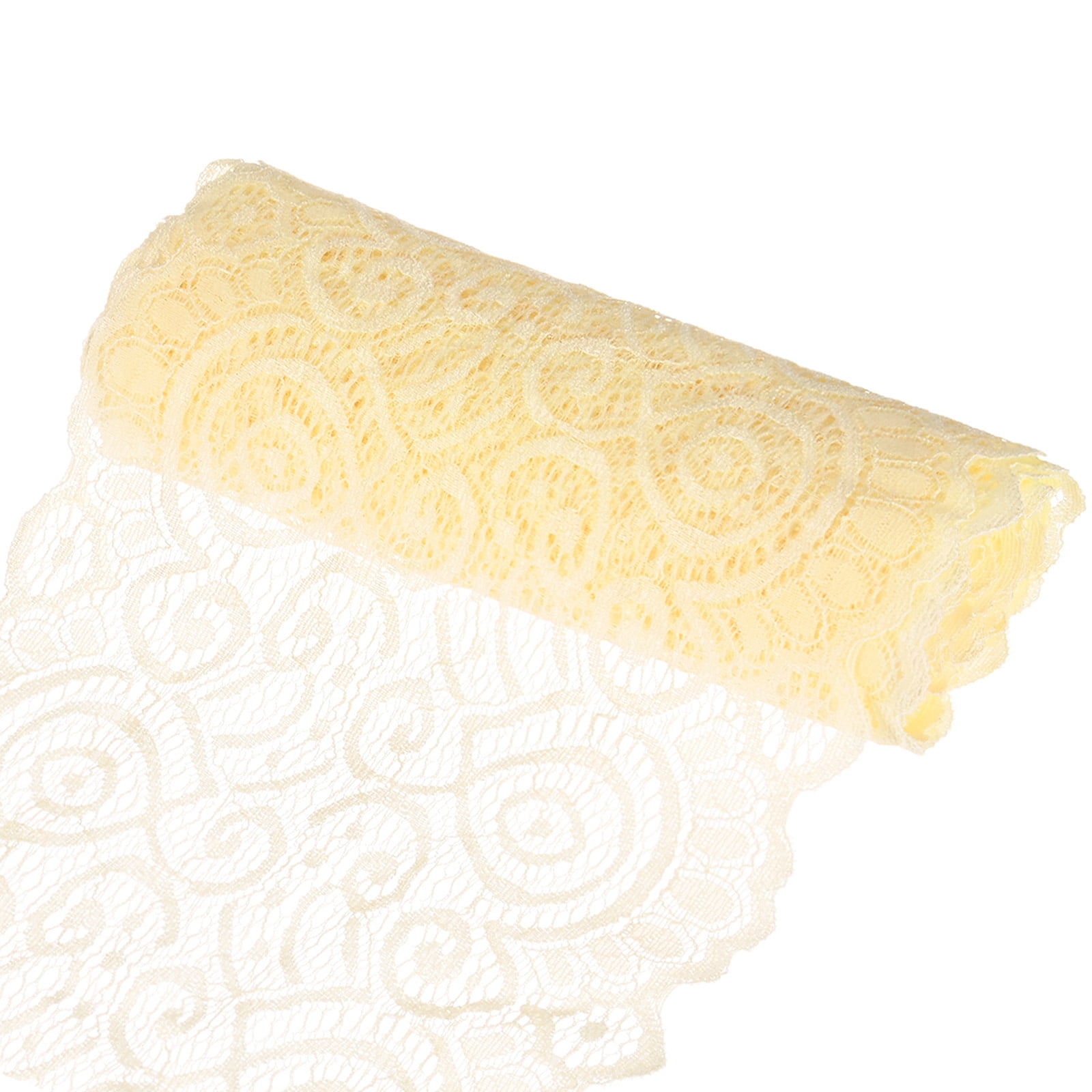 Uxcell 15 Yard 7.1" Wide Elastic Lace Fabric Ribbon Stretchy Trim Apricot
