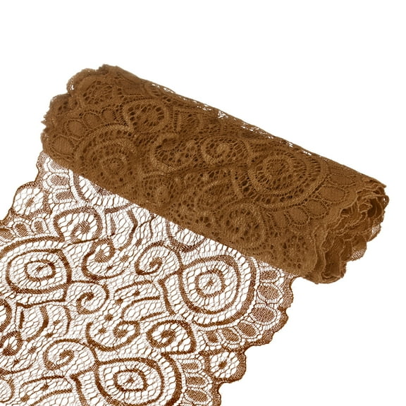 Uxcell 15 Yard 7.1" Wide Elastic Lace Fabric Ribbon Stretchy Trim Light Coffee