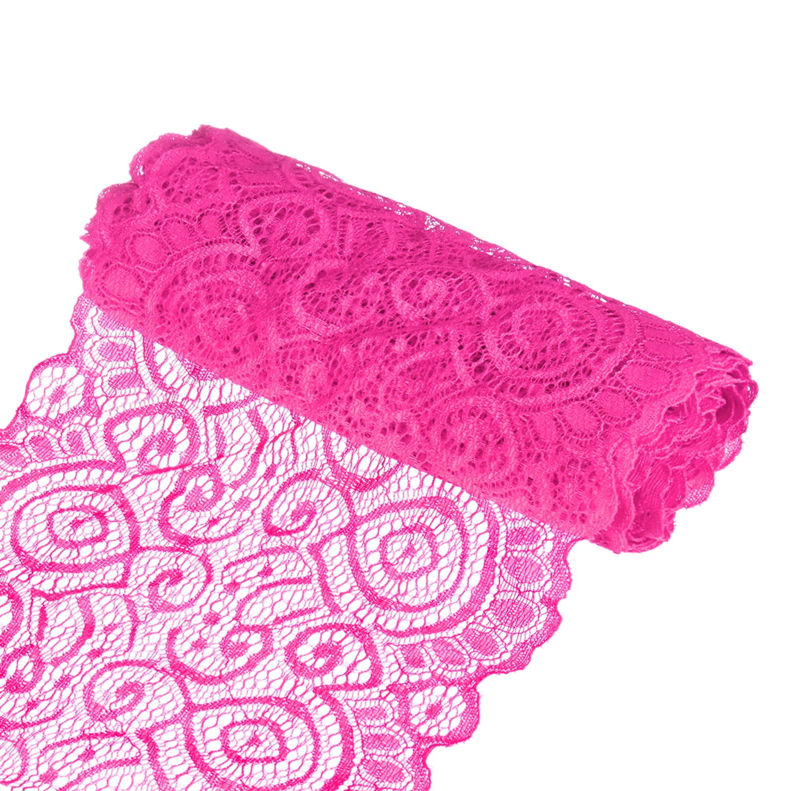 Uxcell 15 Yard 7.1" Wide Elastic Lace Fabric Ribbon Stretchy Trim Rose Red