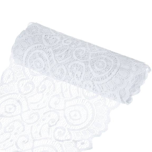 Uxcell 15 Yard 7.1" Wide Elastic Lace Fabric Ribbon Stretchy Trim White