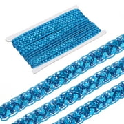 Uxcell 15 Yard Sequins Beaded Lace Trim 0.4 inch Braid Trim Strip for Crafts, Embellishments, Costume Lake Blue