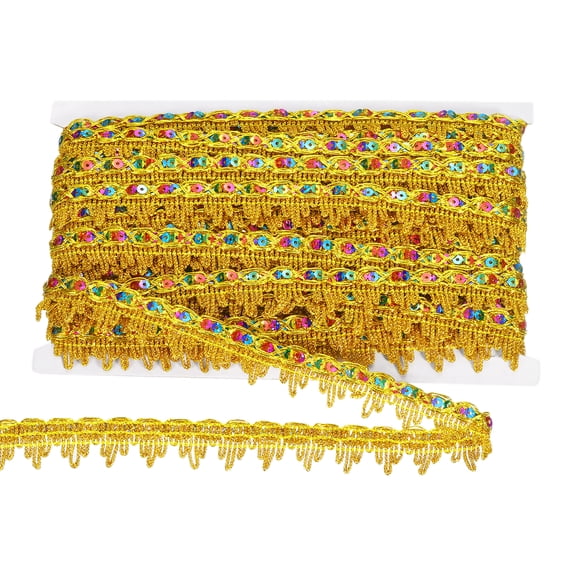 Uxcell 15 Yards 0.9 Inch Metallic Lace Trim Lace Ribbon Decorated Gimp Trim, Gold
