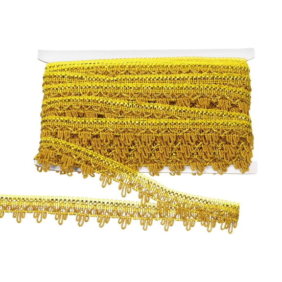 Uxcell 15 Yards 1.2 Inch Metallic Lace Trim Lace Ribbon Decorated Gimp Trim, Gold