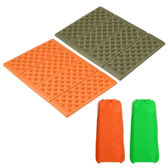 Uxcell 15"x10.6"x0.4" XPE Foam Waterproof Foldable Hiking Seat Pads Cushion, Orange/Drak Green 2 Pack