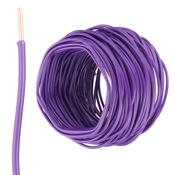 Uxcell 150 Feet Electrical Wire Insulated Solid Copper 12AWG Hook Up Wire Cable, Purple