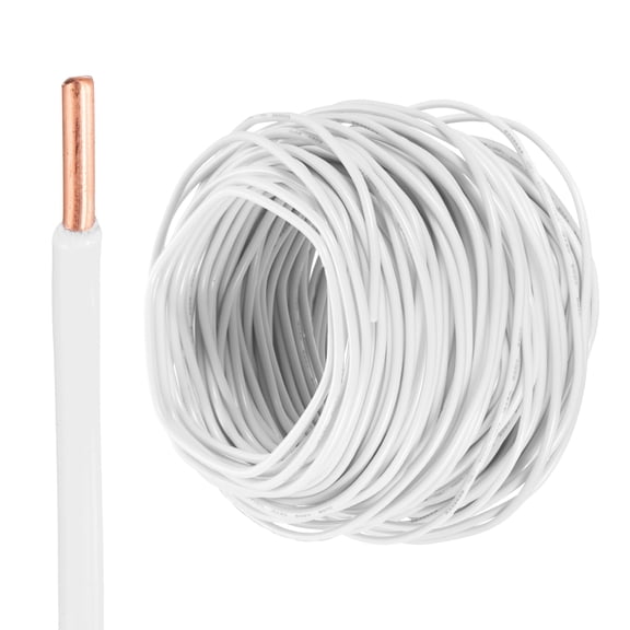 Uxcell 150 Feet Electrical Wire Insulated Solid Copper 12AWG Hook Up Wire Cable, White