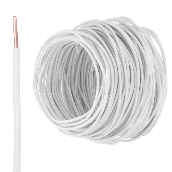 Uxcell 150 Feet Electrical Wire Insulated Solid Copper 14AWG Hook Up Wire Cable, White