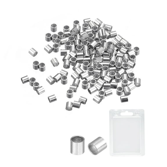 Uxcell 150 Pack 2.5x2.5mm Crimp Tube Beads Making Crimp End Spacer Bead, Silver Tone