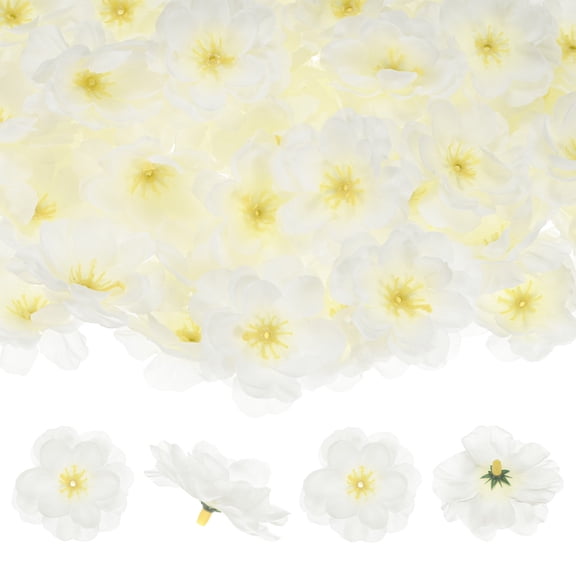 Uxcell 150-Pack Artificial Cherry Blossom Heads, Silk Faux Flower Petals for Wedding/Dress/Flower Wall/DIY Crafts/Party Decoration, Fake Floral Heads [Cream White]