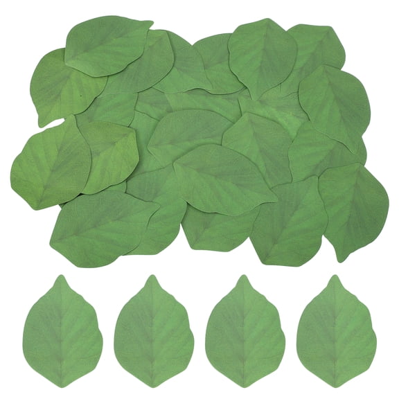 Uxcell 150 Pack Artificial Leaves Fall Leave Cutouts Leaf Green with Glue 3.7x2.4"