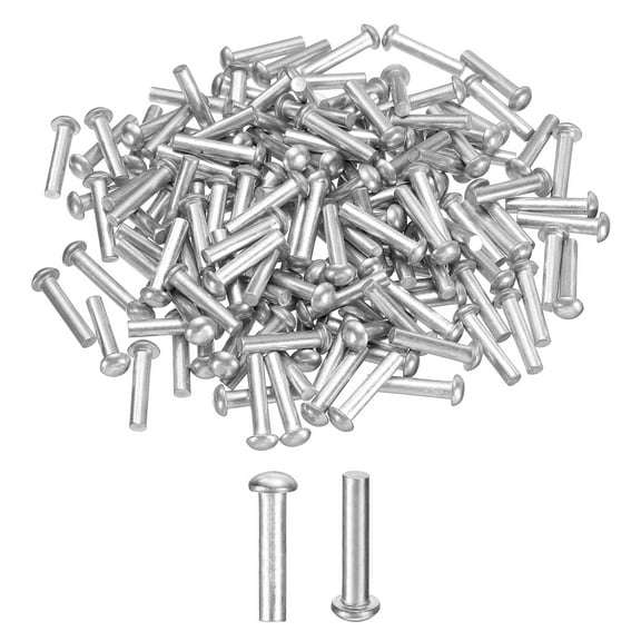 Uxcell 150 Pack Brazier Head Solid Aluminum Rivets, M3 Dia x 14mm Length Round Head Aluminum Boat Rivets for Repairing Boats, Machinery, Aircraft, Automobile Industry
