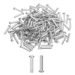 Uxcell 150 Pack Brazier Head Solid Aluminum Rivets, M3 Dia x 16mm Length Round Head Aluminum Boat Rivets for Repairing Boats, Machinery, Aircraft, Automobile Industry