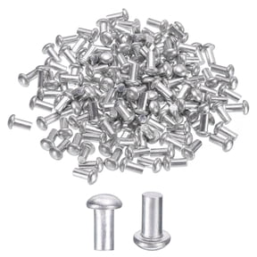 Uxcell 150 pack Brazier Head Solid Aluminum Rivets, M3 x 6mm Round Head Aluminum Boat Rivets for Repairing Boats, Machinery, Aircraft, Automobile Industry