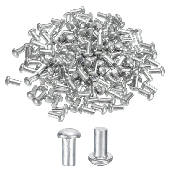 Uxcell 150 pack Brazier Head Solid Aluminum Rivets, M3 x 6mm Round Head Aluminum Boat Rivets for Repairing Boats, Machinery, Aircraft, Automobile Industry