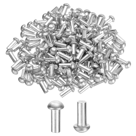 Uxcell 150 Pack Brazier Head Solid Aluminum Rivets, M4 Dia x 10mm Length Round Head Aluminum Boat Rivets for Repairing Boats, Machinery, Aircraft, Automobile Industry