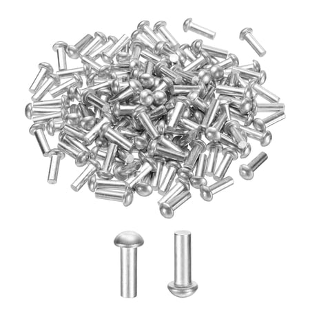 Uxcell 150 Pack Brazier Head Solid Aluminum Rivets, M4 Dia x 12mm Length Round Head Aluminum Boat Rivets for Repairing Boats, Machinery, Aircraft, Automobile Industry