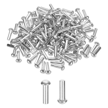 Uxcell 150 Pack Brazier Head Solid Aluminum Rivets, M4 Dia x 14mm Length Round Head Aluminum Boat Rivets for Repairing Boats, Machinery, Aircraft, Automobile Industry