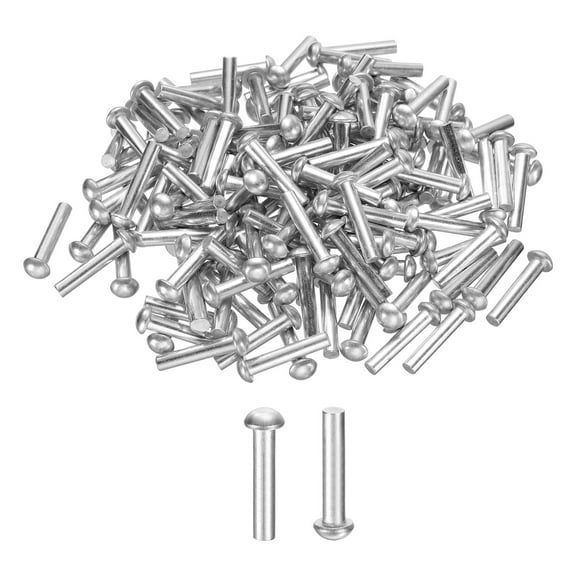 Uxcell 150 Pack Brazier Head Solid Aluminum Rivets, M4 Dia x 20mm Length Round Head Aluminum Boat Rivets for Repairing Boats, Machinery, Aircraft, Automobile Industry