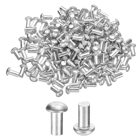 Uxcell 150 Pack Brazier Head Solid Aluminum Rivets, M5 Dia x 10mm Length Round Head Aluminum Boat Rivets for Repairing Boats, Machinery, Aircraft, Automobile Industry