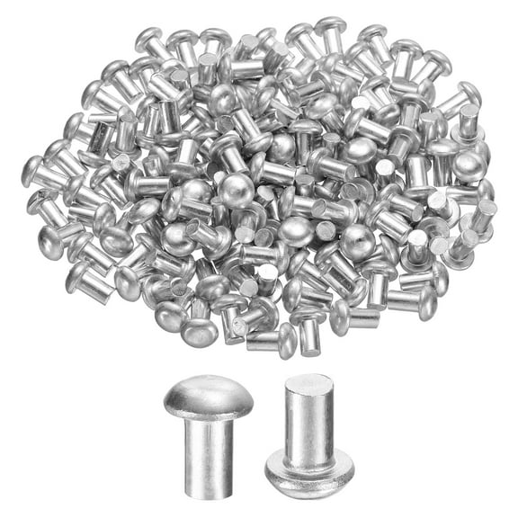 Uxcell 150 Pack Brazier Head Solid Aluminum Rivets, M5 Dia x 8mm Length Round Head Aluminum Boat Rivets for Repairing Boats, Machinery, Aircraft, Automobile Industry
