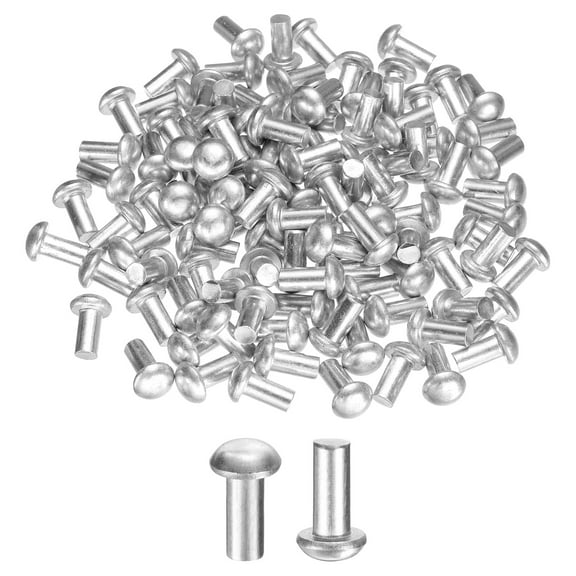 Uxcell 150 Pack Brazier Head Solid Aluminum Rivets, M6 Dia x 12mm Length Round Head Aluminum Boat Rivets for Repairing Boats, Machinery, Aircraft, Automobile Industry
