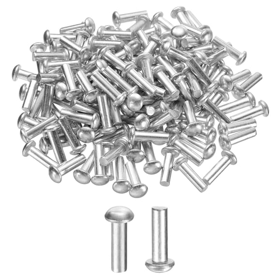 Uxcell 150 Pack Brazier Head Solid Aluminum Rivets, M6 Dia x 20mm Length Round Head Aluminum Boat Rivets for Repairing Boats, Machinery, Aircraft, Automobile Industry