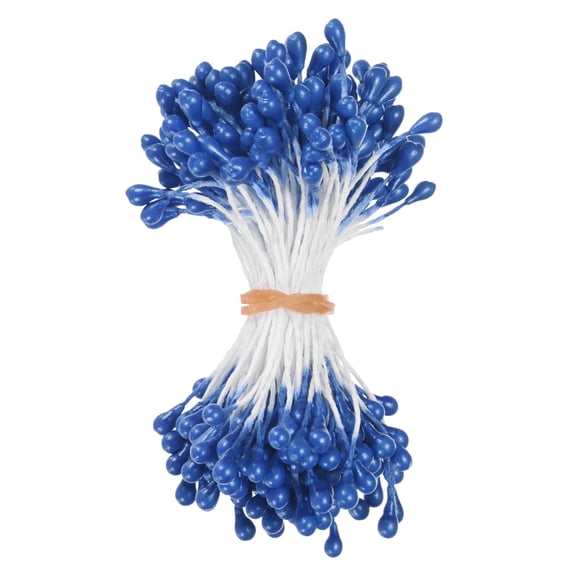 Uxcell 150-Pack Flower Stamens for Crafts, 5mm Double Heads Artificial Pearl Floral Pistil for DIY Making [Sapphire Blue]