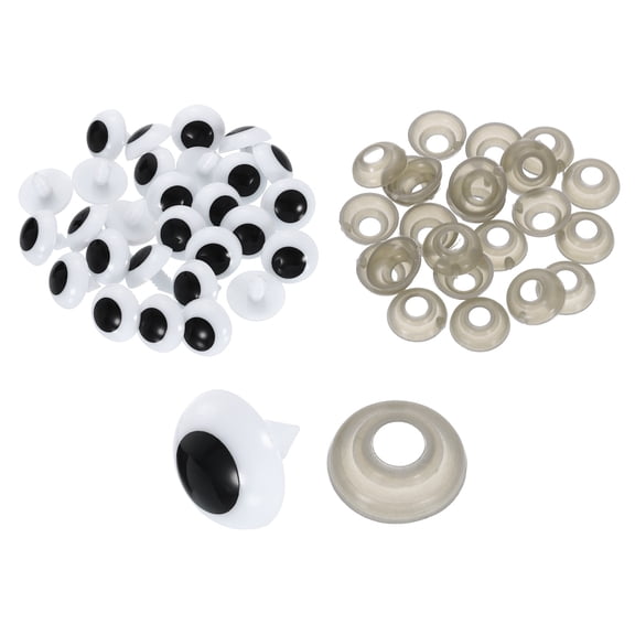 Uxcell 150 Pcs 20mm Plastic Safety Eyes for Crocheting with Washers for Animals, White