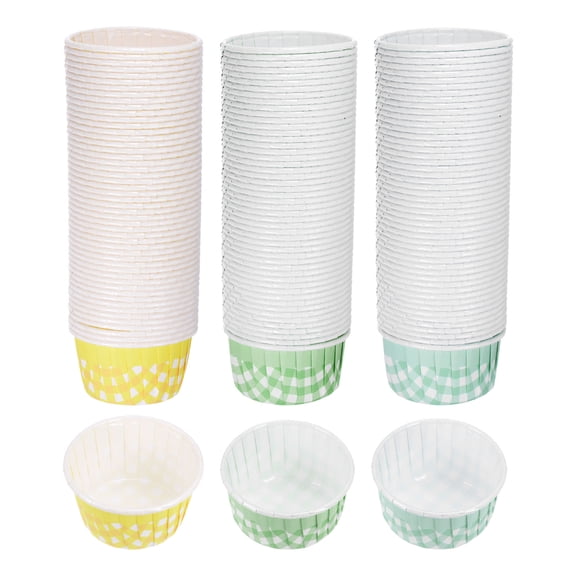 Uxcell 150 Pcs Standard Cupcake Baking Cups Disposable Oven Safe,Green, Blue, Yellow