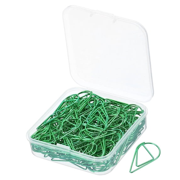 Uxcell 150 Pieces Metal Paper Clip Drop-Shaped with Box 1 Inch Light Green for Crafts Organize Office Home