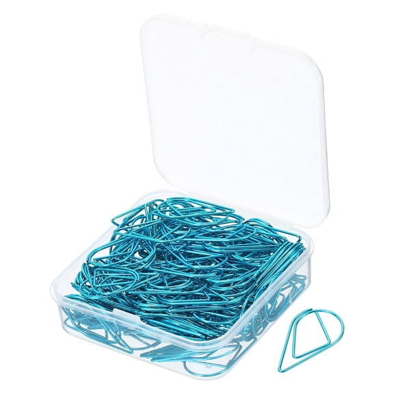 Uxcell 150 Pieces Metal Paper Clip Drop-Shaped with Box 1 Inch Sky Blue for Crafts Organize Office Home
