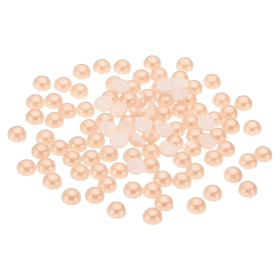 Uxcell 1500Pcs Flatback Pearls Beads for Crafting, 4mm Half Round Resin Beads Flatback Pearls for Nail Charms, Orange