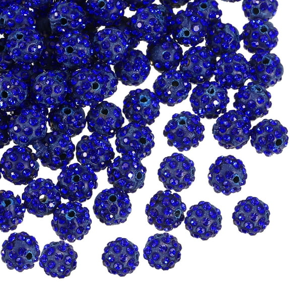 Uxcell 150Pack 10mm Rhinestone Clay Beads, Polymer Clay Crystal Bead Bulk for DIY Bracelet (Deep Blue)